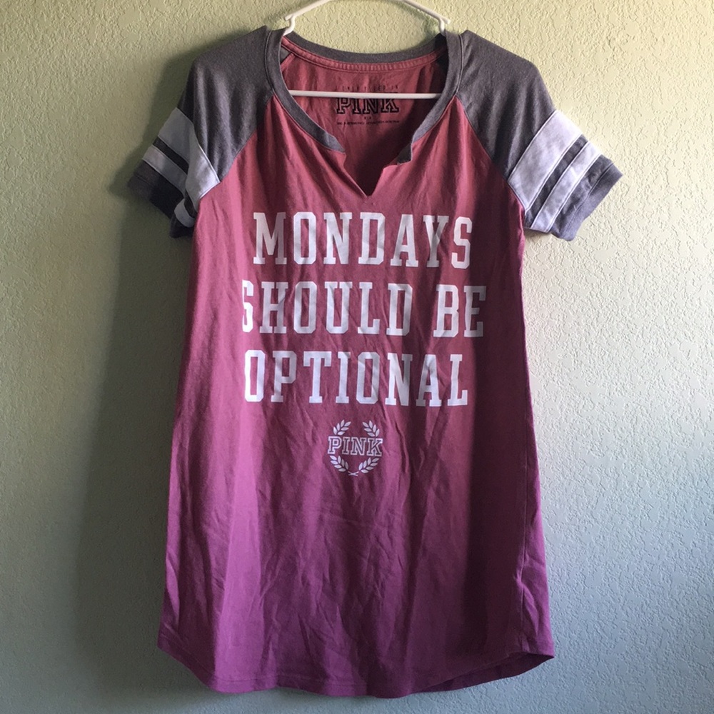 PINK Sleep Dress — Dark Mauve/Gray/White